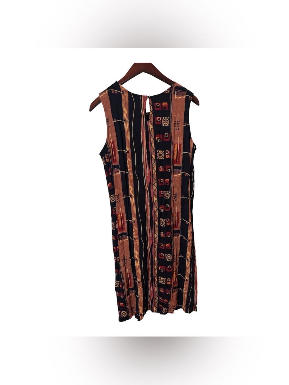 Vintage 1990s Sag Harbor Rayon Tunic Dress – Geometric Print - Picture 3 of 4